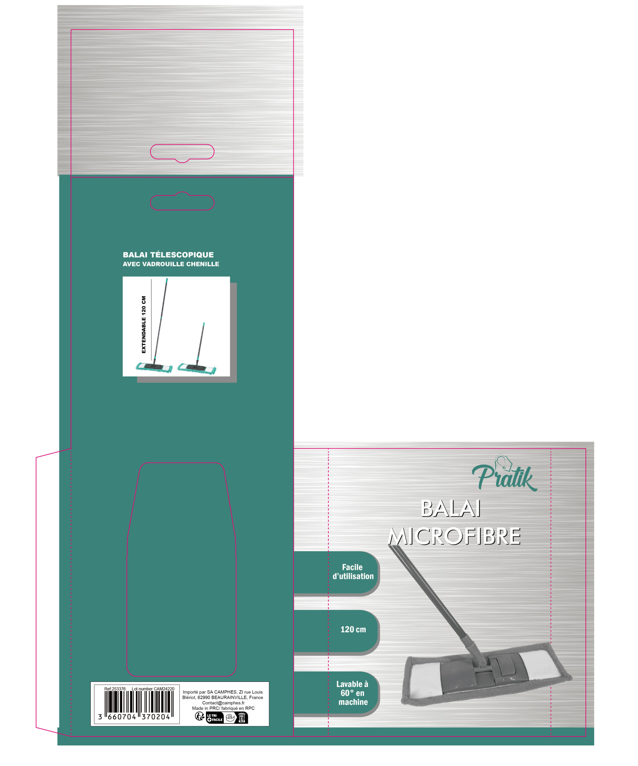 Balai microfibre 120cm – Image 2