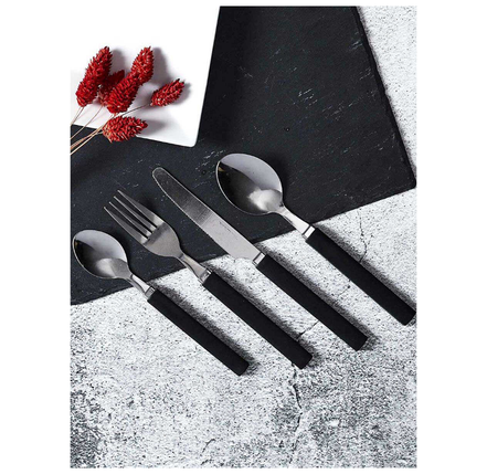 Ménagère 16 pièces gris avec support essentiel – Image 2